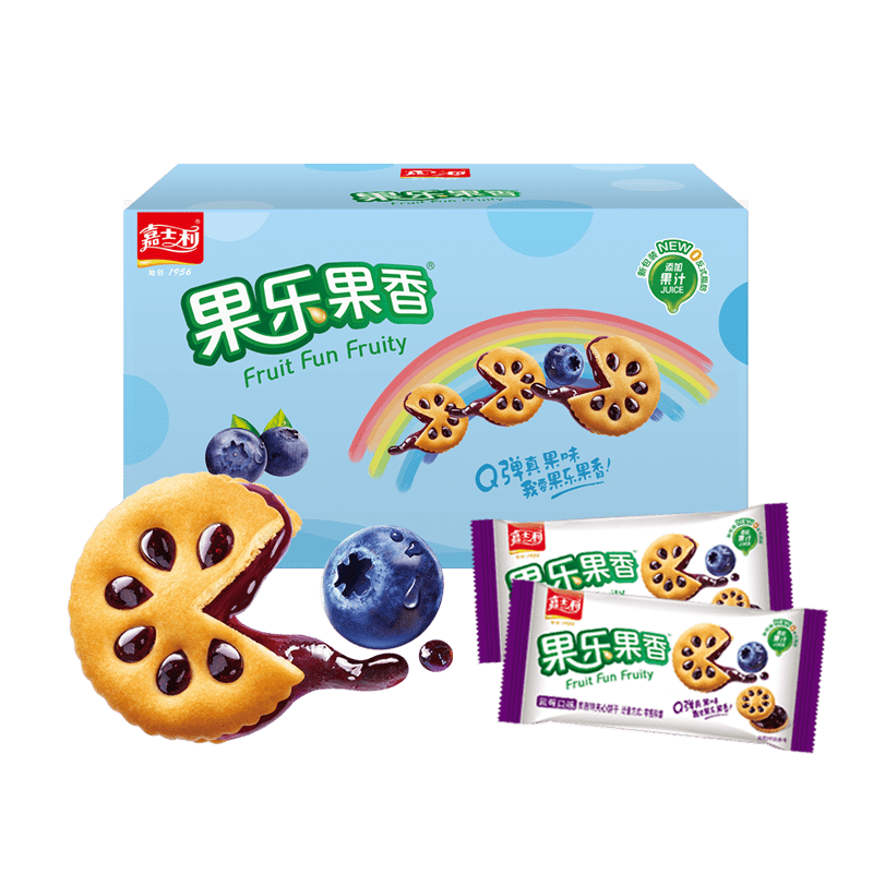 嘉士利果乐果香夹心饼干整箱散装多口味果酱小圆饼糕点心零食小吃 蓝莓味1000g*1(彩箱)