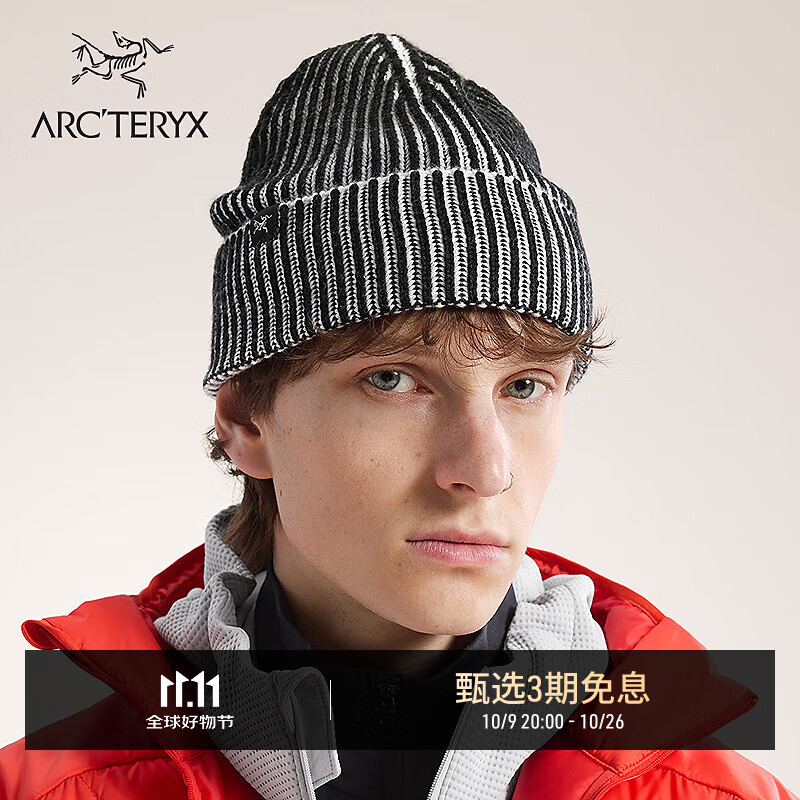 ARC&#039;TERYX始祖鸟 RIBBED TOQUE 男女同款 绒线帽 黑色/极地白 均码
