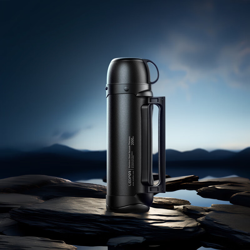 雷德夫（LEIDFOR）/雷德夫保溫壺戶(hù)外保溫水壺便攜大容量不銹鋼車(chē)載旅行茶瓶 磨砂黑2000ML(升級款)