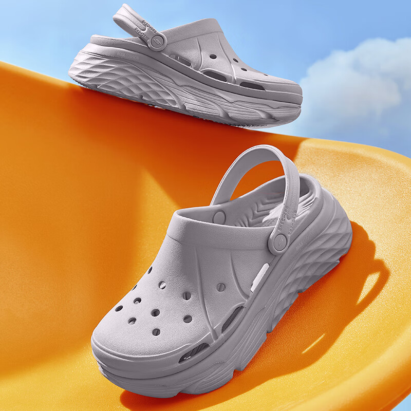 斯凯奇（Skechers）女鞋夏季2025新款厚底增高包头洞洞鞋轻便减震凉鞋时尚百搭休闲鞋 薰衣草色-LAV 36