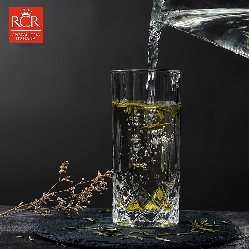 RCR意大利进口高身水晶玻璃水杯家用绿茶龙井茶杯办公室果汁杯泡茶杯 【傲柏】350ml水晶玻璃杯 6只