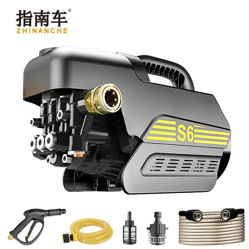 指南車（zhinanche）S6高壓洗車機(jī)家用220V便攜高壓洗車水槍洗車神器全自動清洗機(jī) S6精英版C+高泡PA泡沫壺