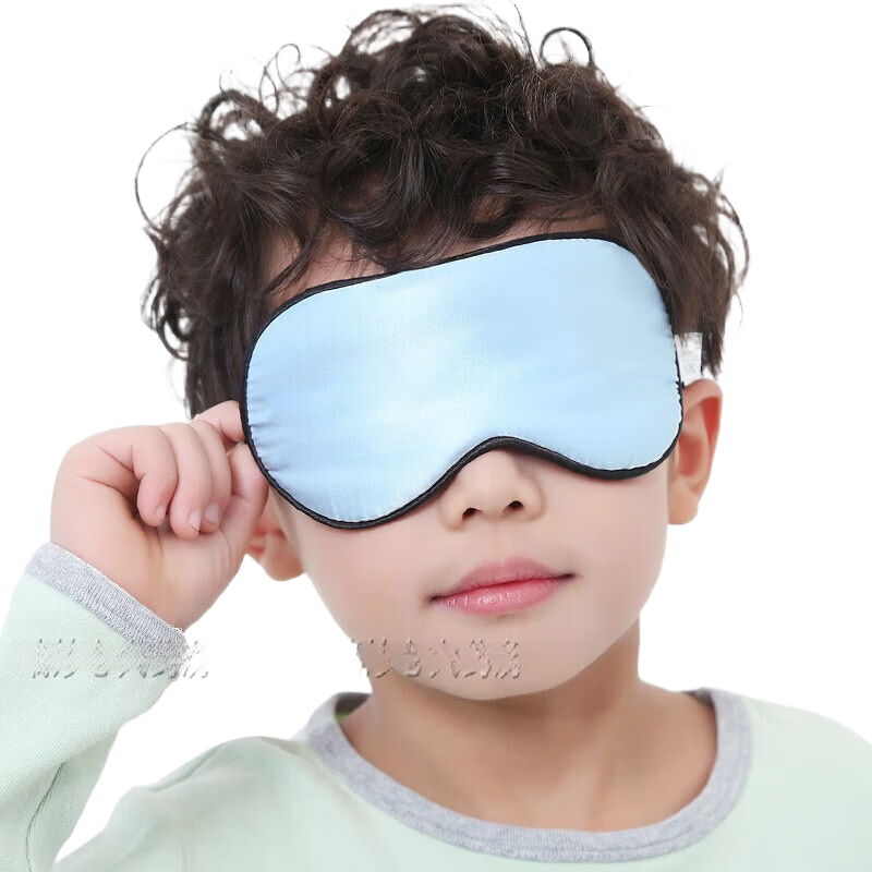 藍(lán)洛（LANLUO）【藥房直發(fā)】藍(lán)洛布耳朵 兒童真絲眼罩睡眠遮光曬太陽雙面可調(diào)節(jié) 兒童款   藍(lán)色
