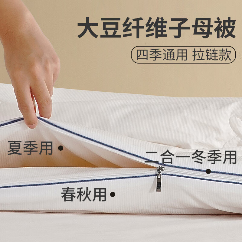 艾维（I-WILL）大豆纤维子母被二合一拉炼炼 二代刺绣大豆子母被【A类裸睡级面料_大豆纤维填充】 150*200cm子母被拉炼_炼_款【子被约2.7