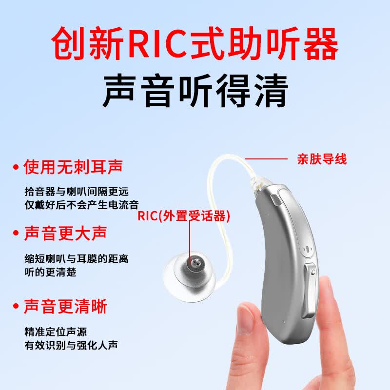 嘉鸥无噪音RIC助听器64通道耳背蓝牙二合一老年人专用正品重度耳聋 双耳两只/64通道高清蓝牙助听/耳鸣掩蔽/进口芯片
