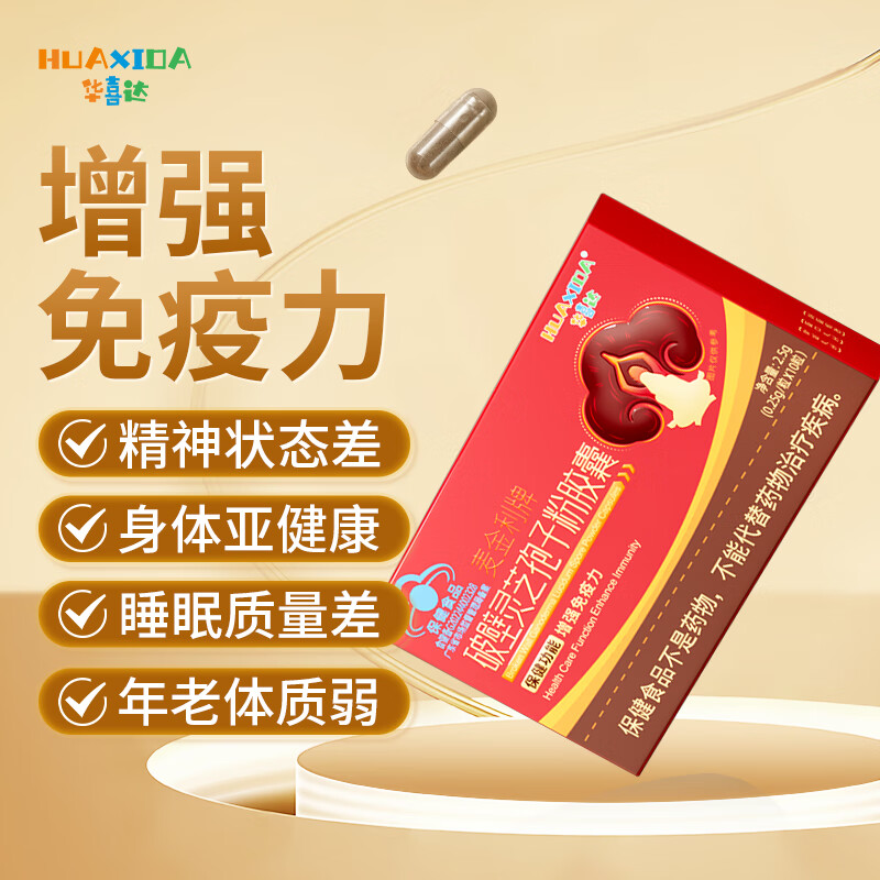 华喜达麦金利牌破壁灵芝孢子粉胶囊中老年人增强免疫力 1盒【体验装】官方正品