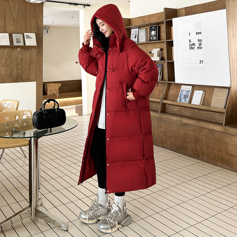 鸭鸭（YAYA）羽绒服女长款过膝被子服2025年冬季新款时尚加厚保暖休闲外套-S 铁锈红 L