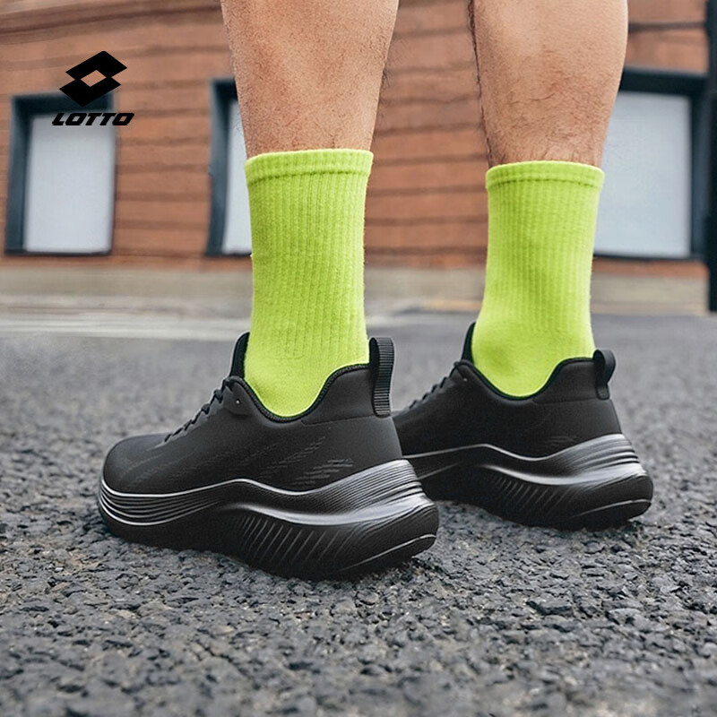 乐途(LOTTO)男鞋运动鞋男款2025秋季新款官方黑色男士休闲跑步鞋子男 正黑【皮面防泼水男女同款】 41