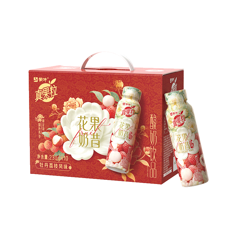 真果粒花果奶昔牡丹荔枝风味酸奶饮品PET瓶230g×10瓶  230g*10瓶