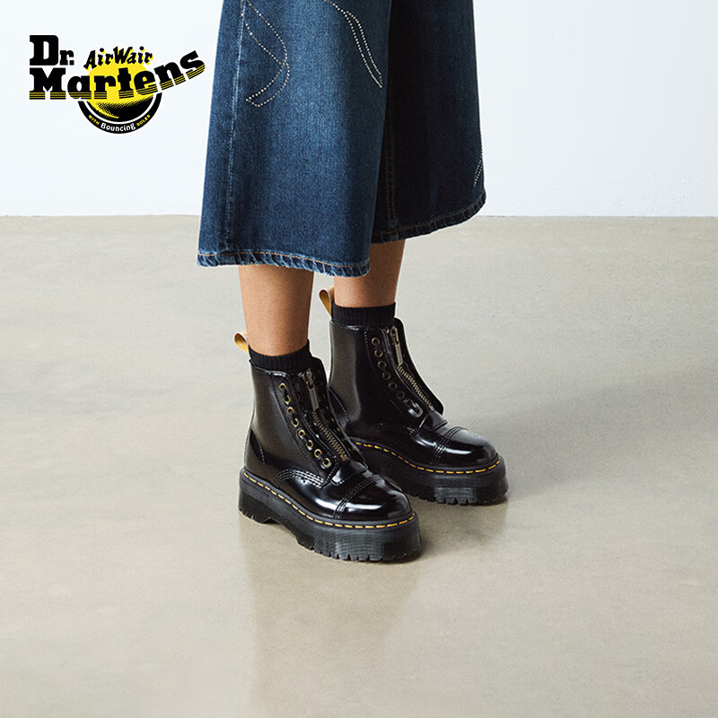 马丁博士（Dr.Martens）Vegan Sinclair明星同款冬新款厚底马丁靴 黑色 37
