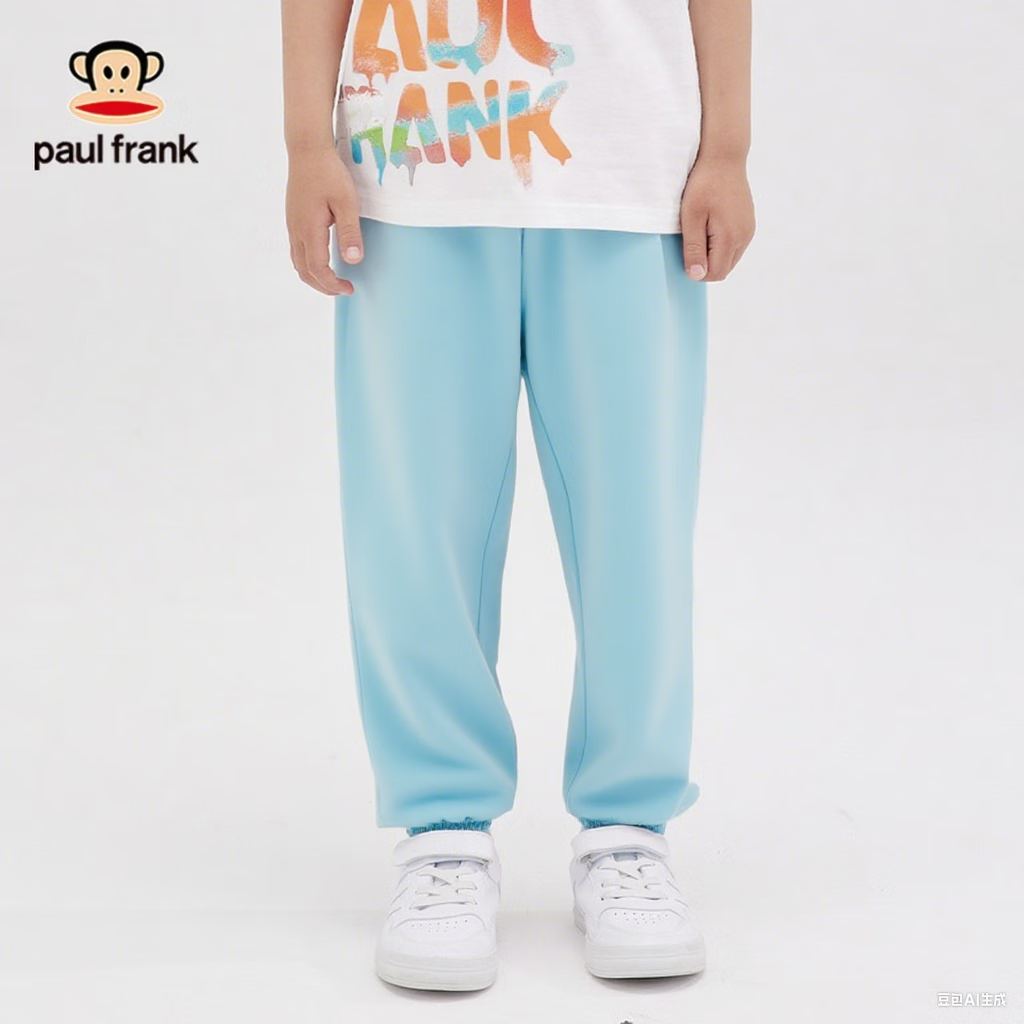 大嘴猴（paul frank）童装儿童长裤2025春秋款舒适休闲男女童运动裤 22AF浅蓝 120