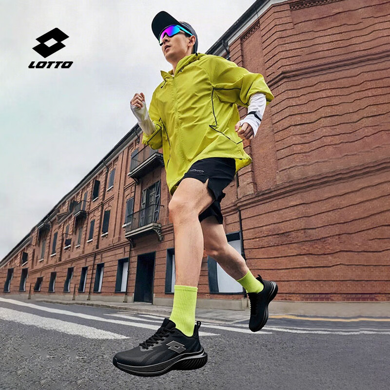 乐途(LOTTO)男鞋运动鞋男款2025秋季新款官方黑色男士休闲跑步鞋子男 正黑【皮面防泼水男女同款】 41