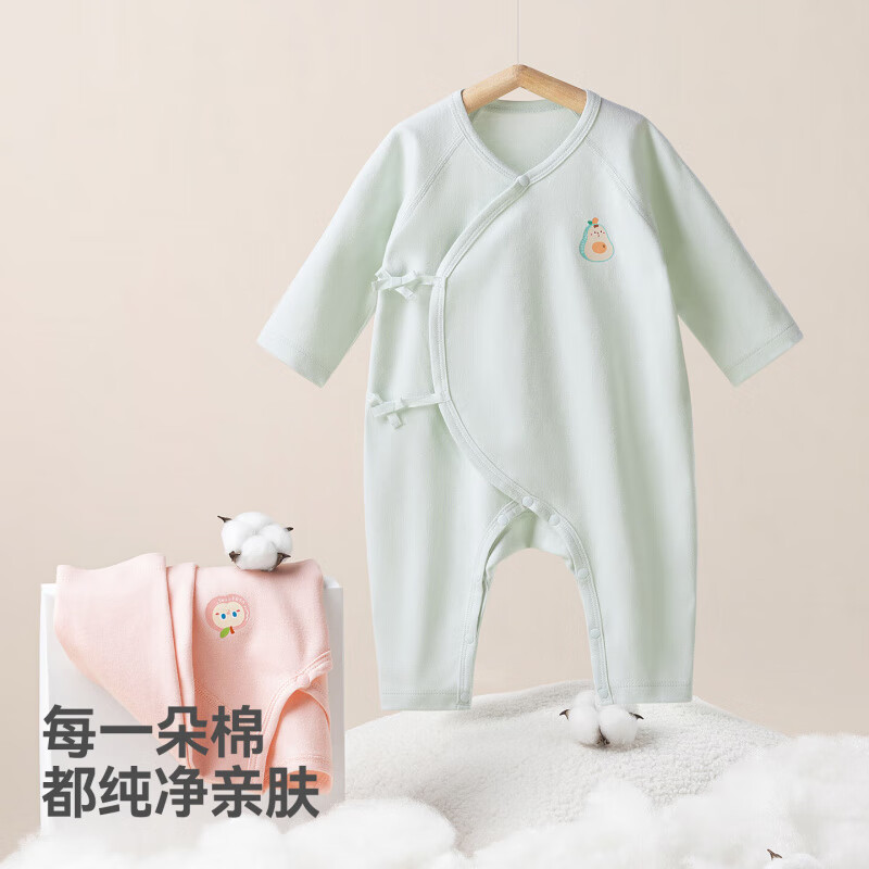 贝肽斯婴儿衣服冬季四季新款新生儿童纯棉连体衣男女宝宝哈衣爬服 绿墩墩 73cm