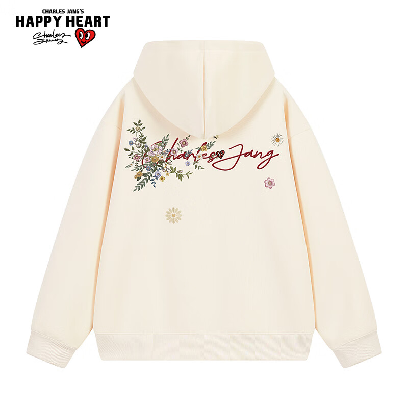 百亿补贴：查尔斯桃心美式连帽套头卫衣男女春秋季花卉国潮仿刺绣加绒外套 浅卡其 M    169元