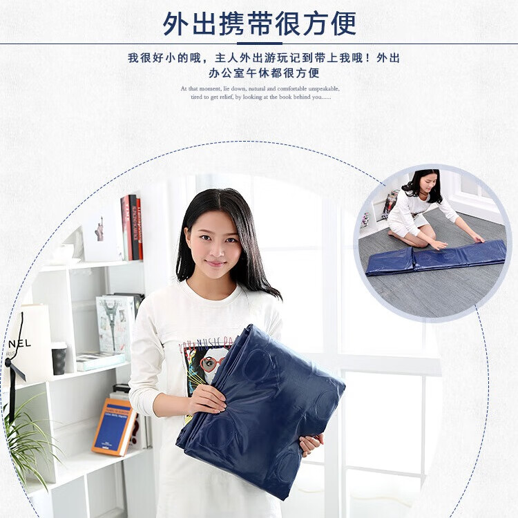 舒士奇充气床垫户外露营便携床家用充气床单人加厚气垫床折叠床午休气床 长190宽95高22cm(蓝色家用电泵套餐)