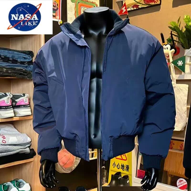 NASALIKE品牌美式ma1飞行夹克棉服男款春秋冬廓形痞帅立领短款工装外套棒 藏蓝色【春秋款】 M