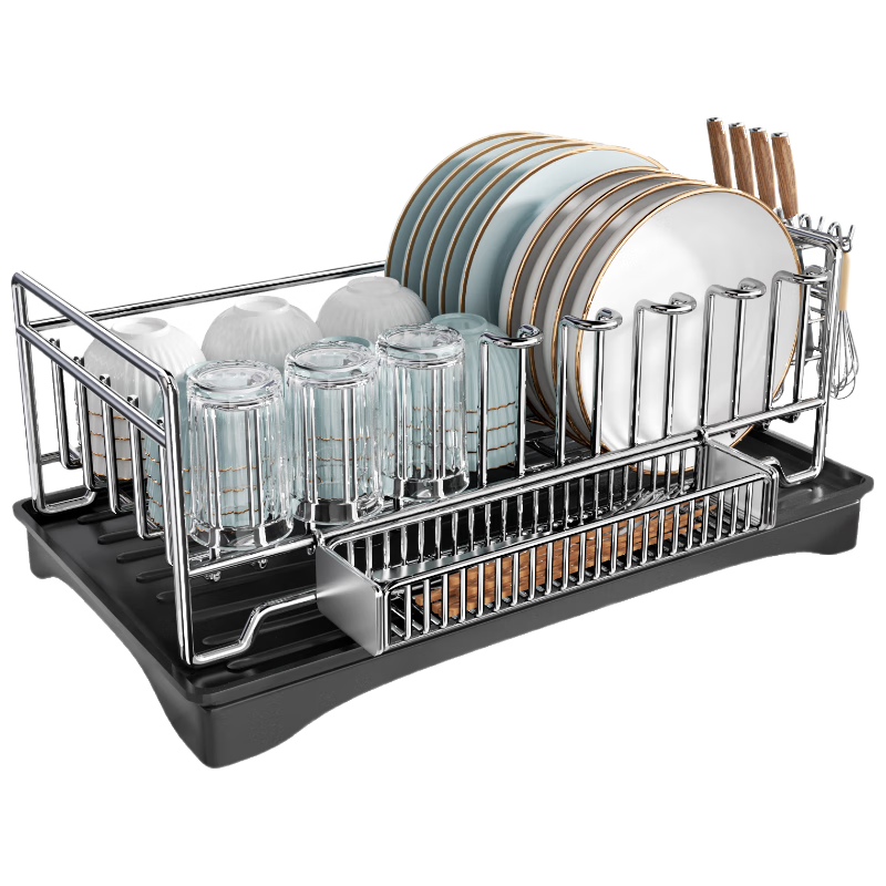 佳帮手【谢霆锋推荐】不锈钢碗碟架厨房沥水篮收纳篮一体沥水架家用神器