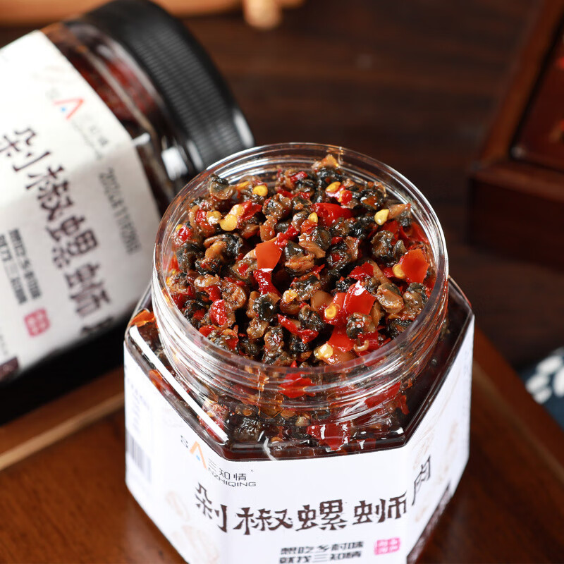 三知情（SANZHIQING）農(nóng)家特產(chǎn)剁椒螺螄肉下飯菜香辣田螺辣醬拌飯即食瓶裝速食菜正宗味 剁椒螺螄肉280克