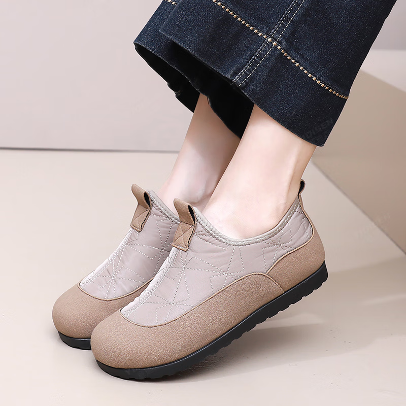 意迪森秋冬季加宽加绒加厚保暖一脚蹬防水防滑软底软面时尚女棉鞋妈妈鞋 咖啡色 加绒 【保暖防滑】 38 (240mm) 【正码正拍】