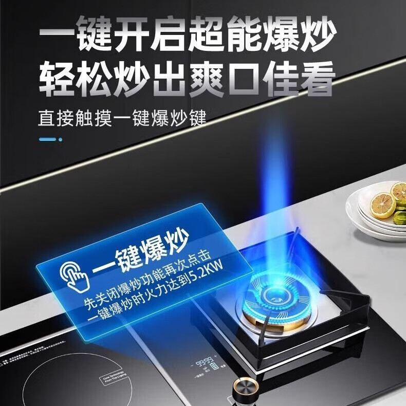 東洋（TOYO）气电两用灶一气一电两用灶电磁炉燃气灶气电灶二合一电磁炉台嵌两用 [左电右气]一键爆炒+双边定时 液化气