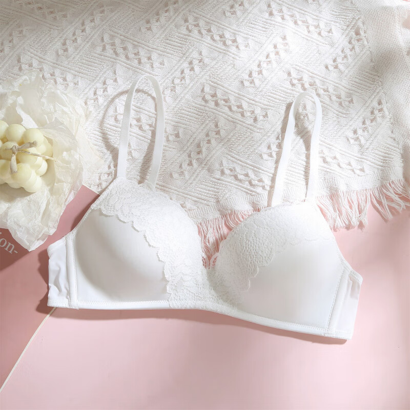 6IXTY8IGHT68新款冰絲光面杯無(wú)鋼圈法式文胸少女內衣BR12566 白色 70B