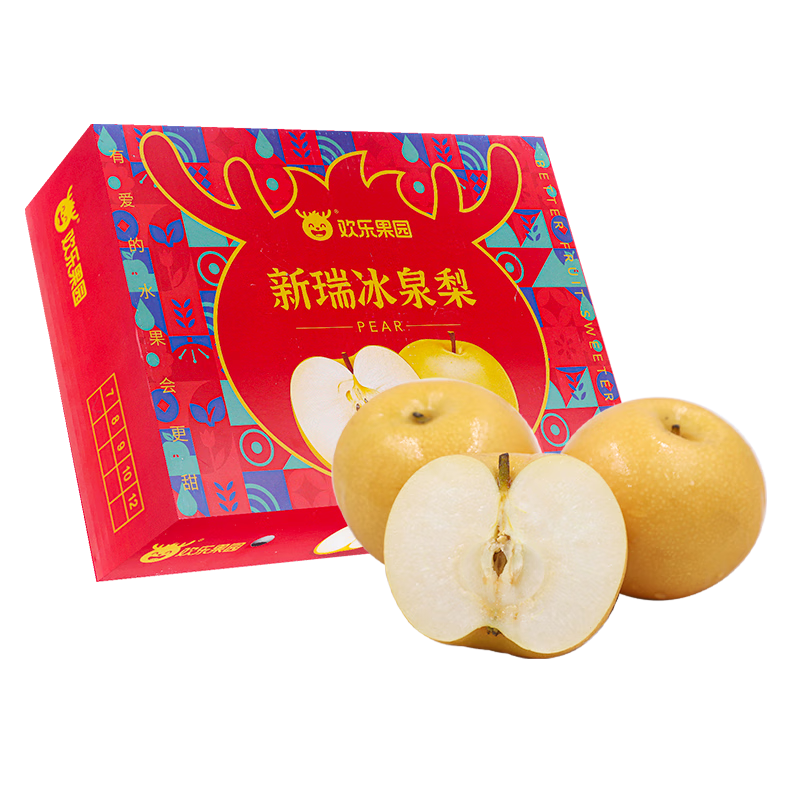 京鲜生 欢乐果园秋月梨 4斤水果礼盒装 约5-6粒 生鲜水果 源头直发