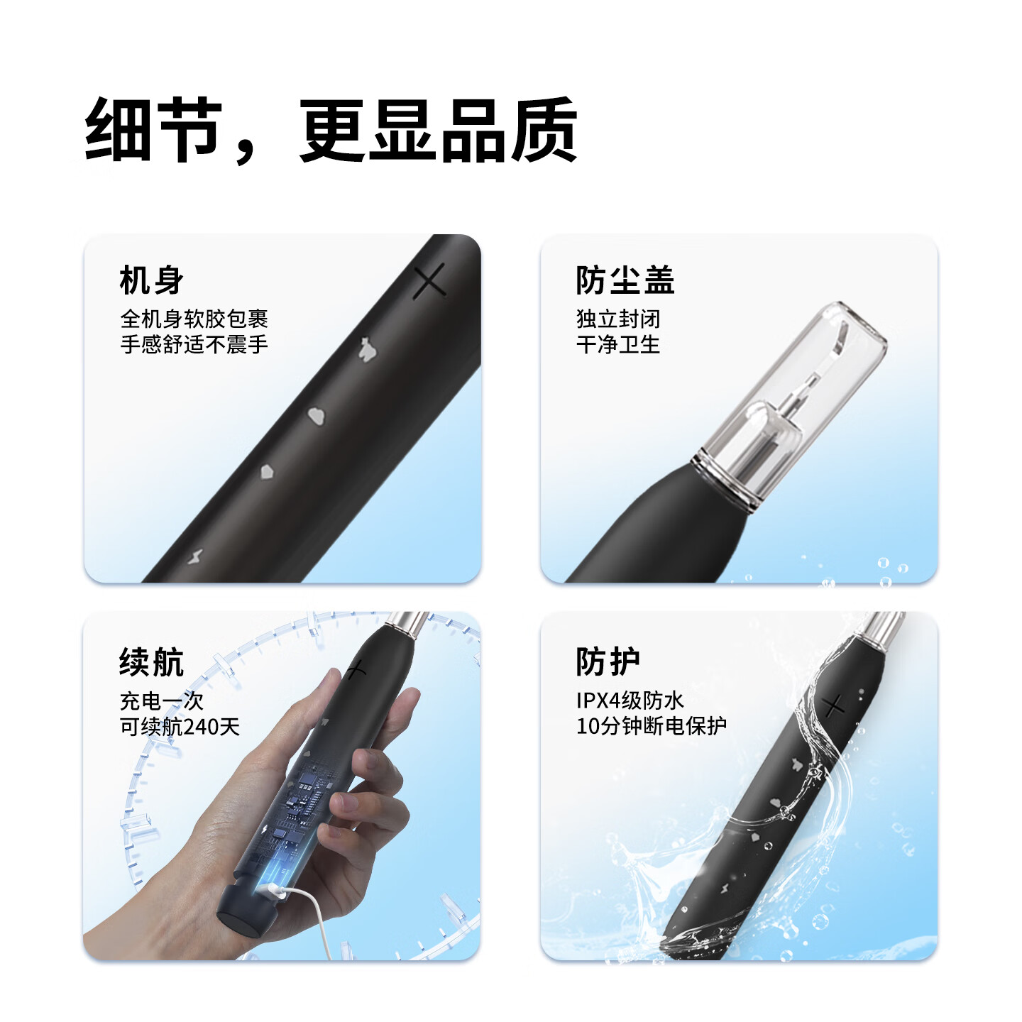 同同家超声波洗牙器去牙结石牙垢烟酒渍神器清洁牙齿洁牙仪家用J1 新年礼物年会礼品 黑色