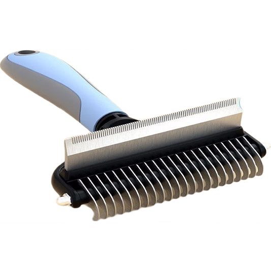 華元寵具（hoopet）狗狗梳子去浮毛開結梳狗毛清理器祛毛刀梳毛刷子寵物貓咪梳子 升級款兩用-粉色22齒(中大型犬貓