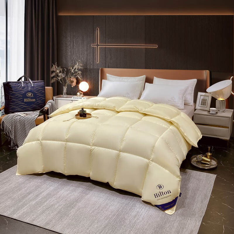 浪莎（LangSha）羽丝绒被五星级酒店鸭丝绒被子被芯春秋被棉被秋冬被加厚保暖被褥 米黄色【抗寒保暖 混带95白鹅绒】 150*200cm6斤