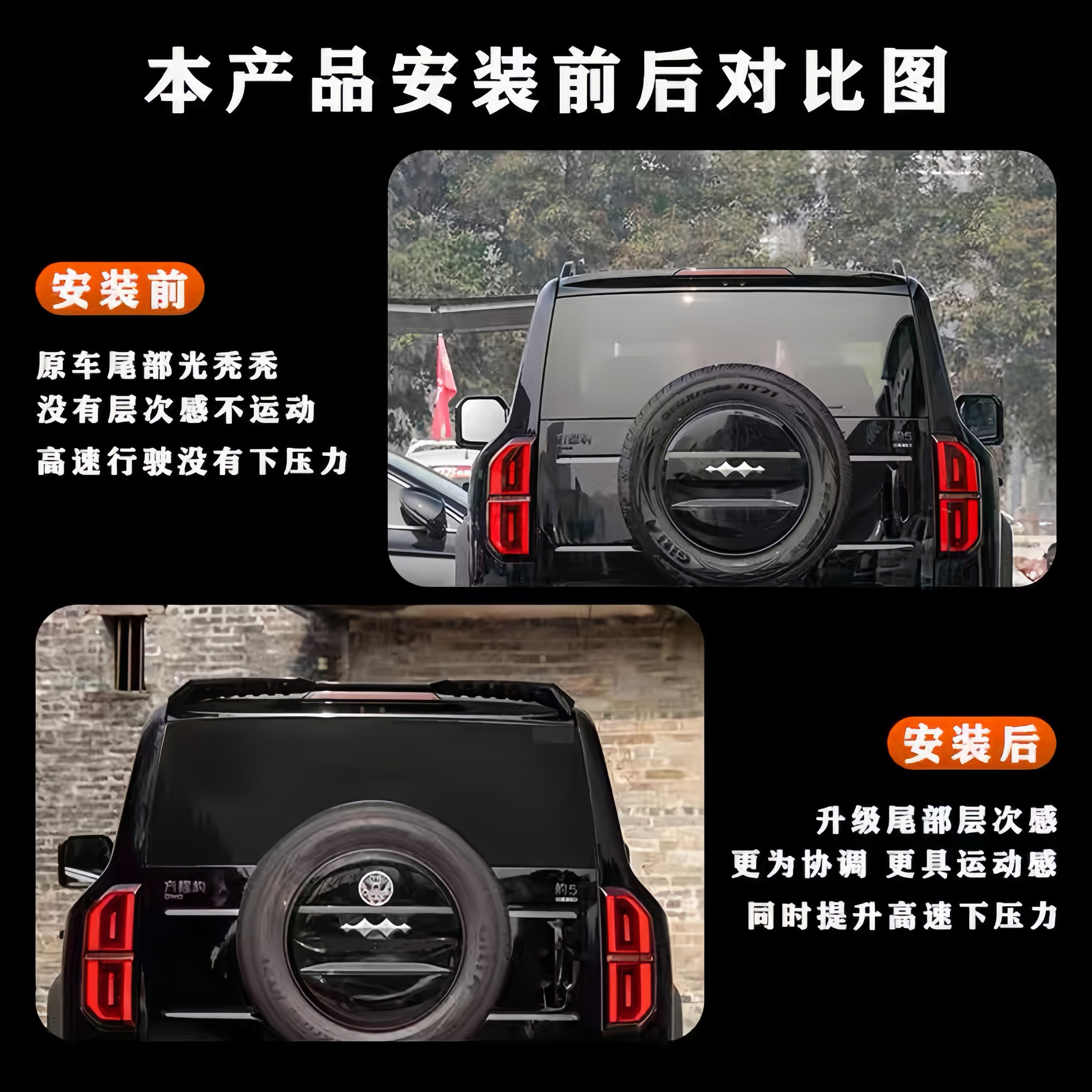 纽荣顺丰方程豹5尾翼外观装饰件MC车顶定风翼压尾顶翼改装车 方程豹5MC运动尾翼亮黑 方程豹豹52023-2024年