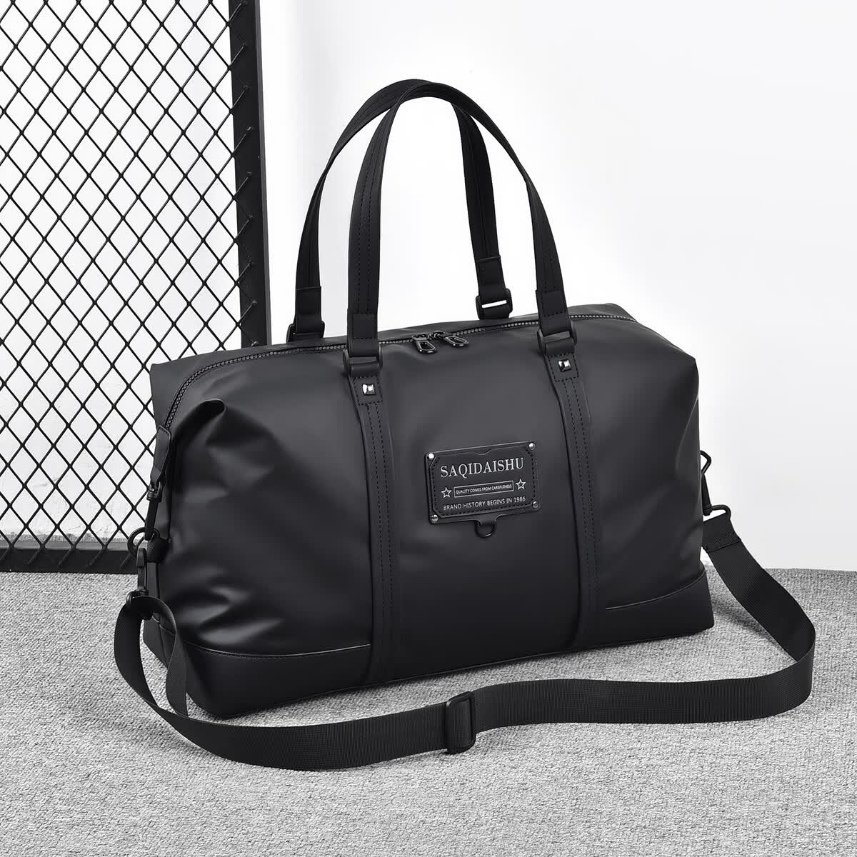 DRYWORLD新款旅行包男士单肩行李包手提商务旅游健身出差女神节 黑色