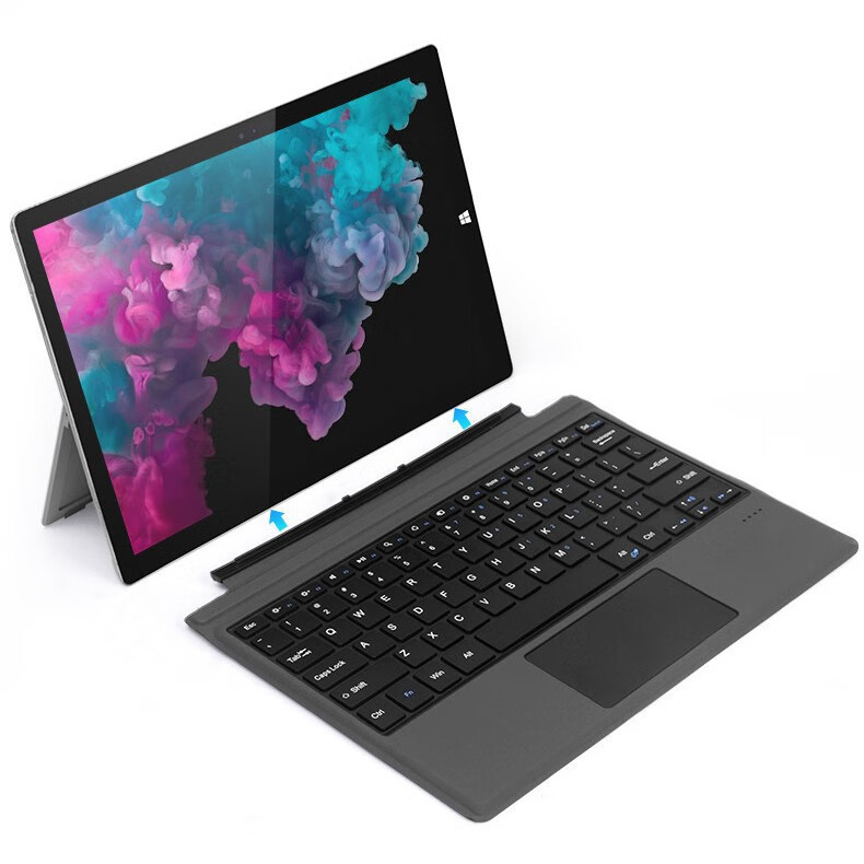 适用微软SurfacePorn34567键盘保护壳Surfacepro5七彩背光键盘套 Surface键盘*浅灰色（七彩背光拨动开关 微软SurfacePro34567/7+蓝牙键盘