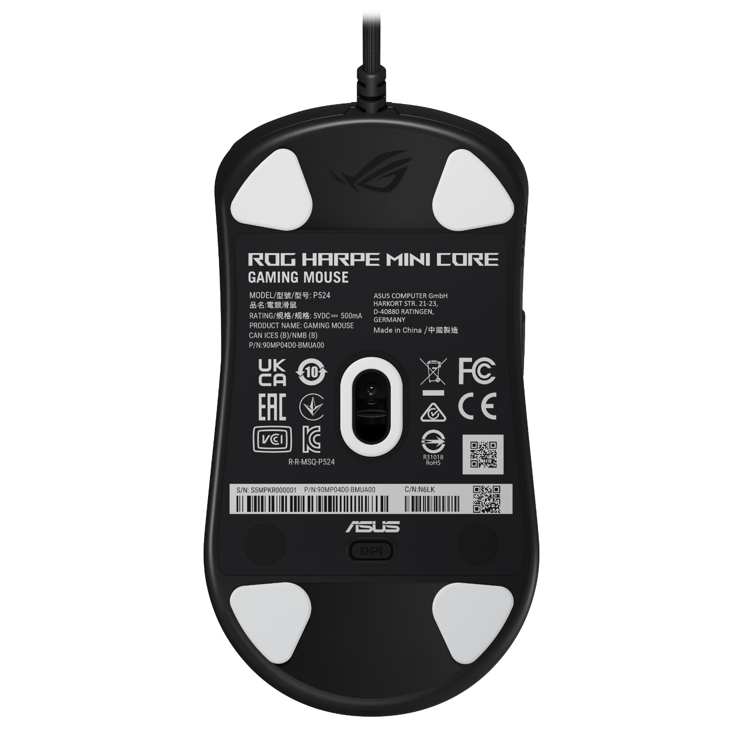 ROG龙鳞Mini标准版 有线鼠标 电竞鼠标 RGB灯效 轻量化设计 可换微动 吃鸡/LOL/CS GO 游戏鼠标 龙鳞Mini 标准版