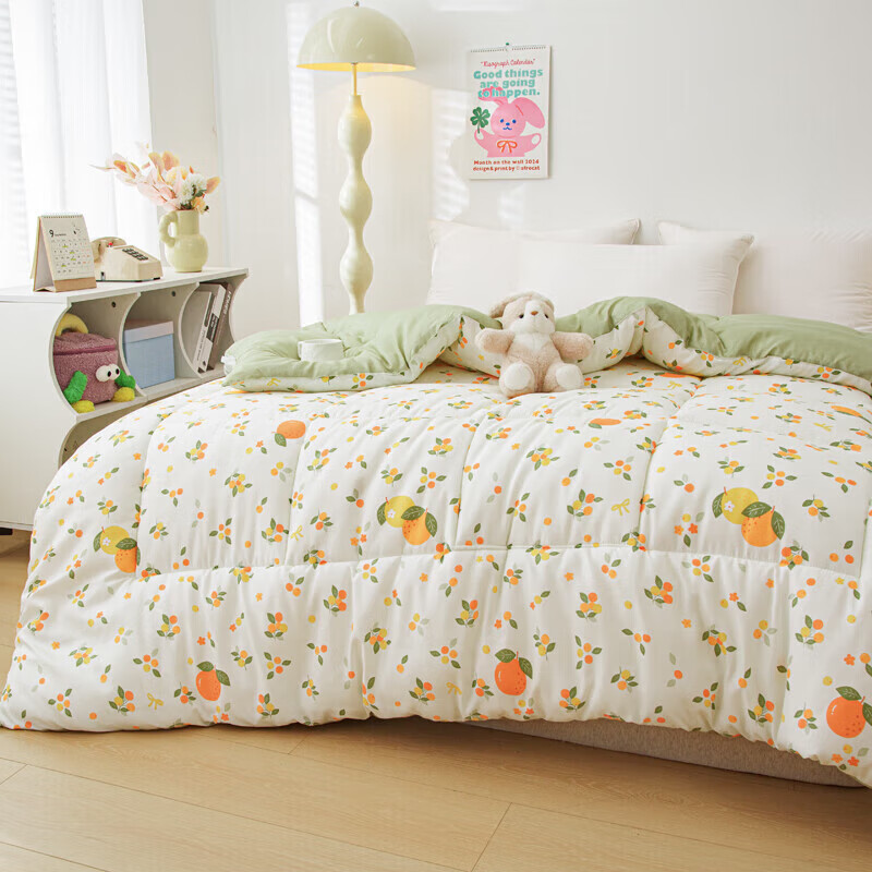 【69.9包邮】软贝 秋冬A类羽丝棉加厚冬被约5斤 柠檬200x230cm