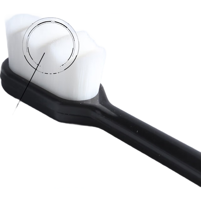 万毛牙刷小头细软纤维毛家庭用护龈清洁刷情侣旅行便携式牙具 波浪款一黑色 1支