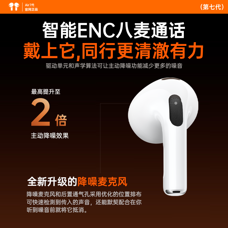 MILDRY【华强北顶配】无线蓝牙耳机运动跑步半入耳式迷你降噪Air适用苹果ios安卓pods华为oppp小米vivo 半入耳式【主动降噪/超长续航/高保真音效】