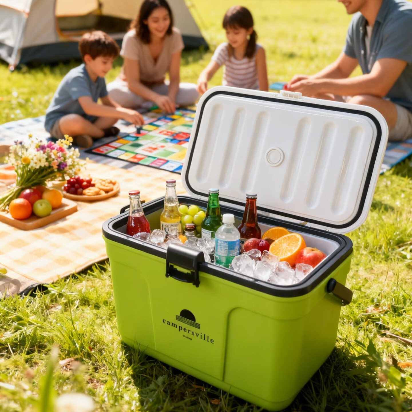 勘步者户外露营保温箱食品冷藏箱商用摆摊冰块冷冻箱车载海钓鱼箱13/24L 24L牛油果绿