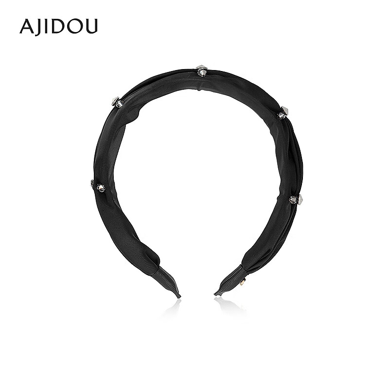 AJIDOU阿吉豆发饰女款黑色时尚头箍织物发饰高颅顶发箍新年跨年礼物 织物+仿水晶 1个