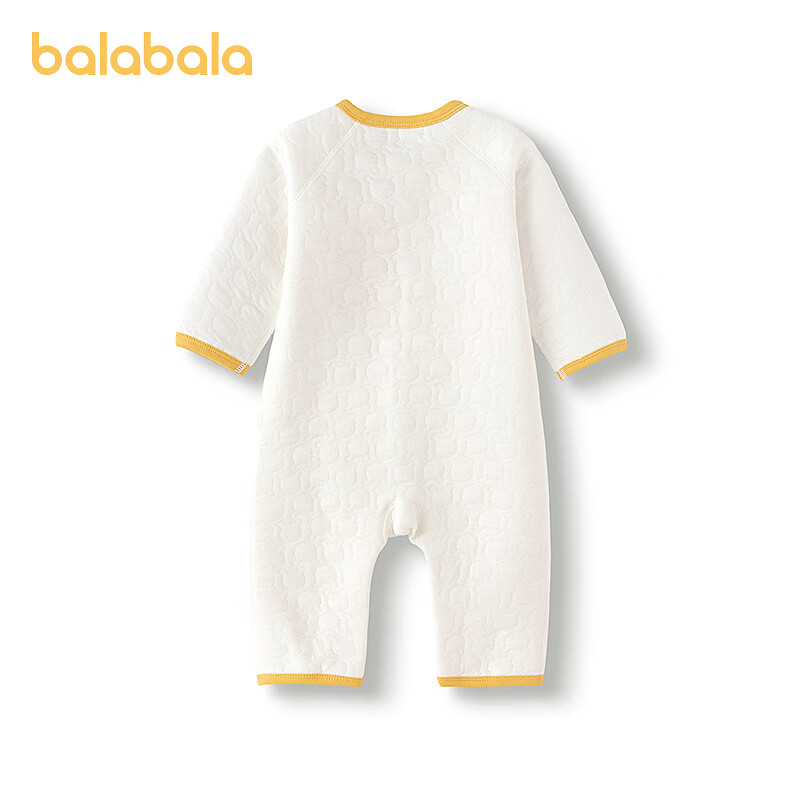 巴拉巴拉balaOne婴儿连体衣冬装2025新款新生儿衣服夹棉保暖舒适 白黄色调00313 80cm