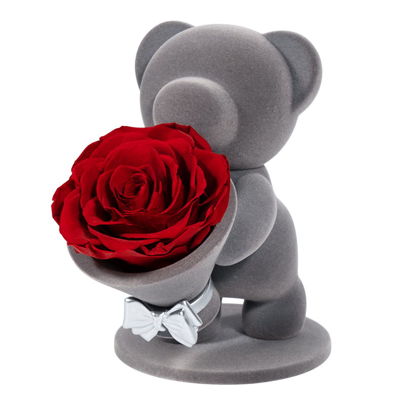 JoyFlower永生花玫瑰花熊憨憨礼盒情人节生日礼物纪念日送女生朋友老婆高级