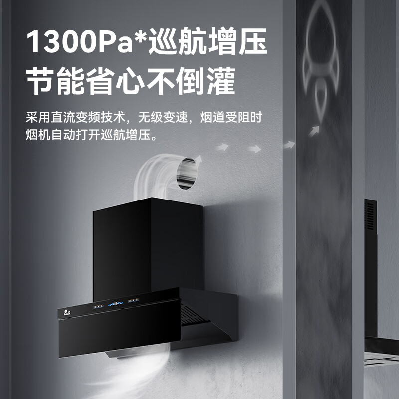 RedSun挥手触摸体感双控直流变频铜线电机33m³澎湃大吸力P6热除油清洗1300pa静压顶侧双吸抽油烟机 P6+70%高热效率免改孔定时聚能红外灶DX20 天然气