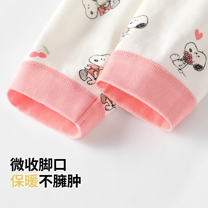 史努比儿童棉毛秋裤秋季男童女童裤子两件套 樱桃史努比+运动史努比 140