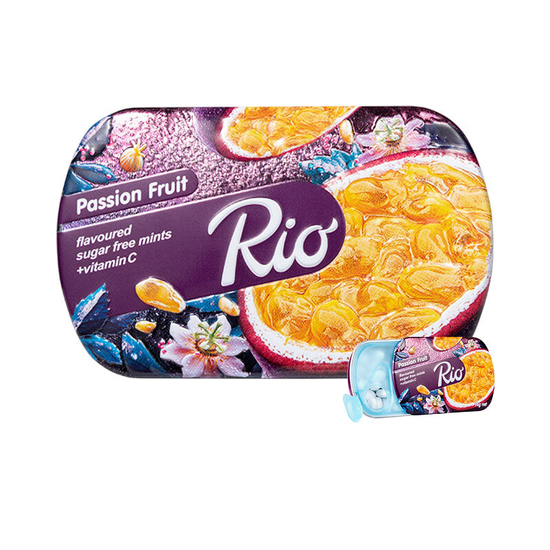 Rio 无糖薄荷糖 红葡萄味 14g 维生素C 清新口气口香糖 休闲零食糖果