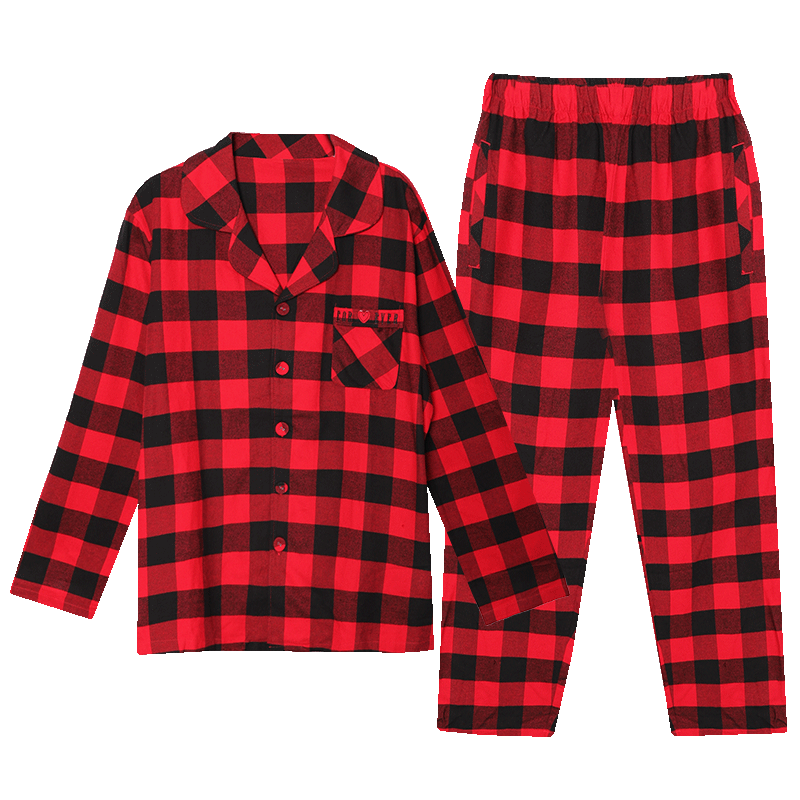 韓彩睡衣女士純棉秋冬季2025新款紅色結(jié)婚睡衣情侶家居服套裝 XL