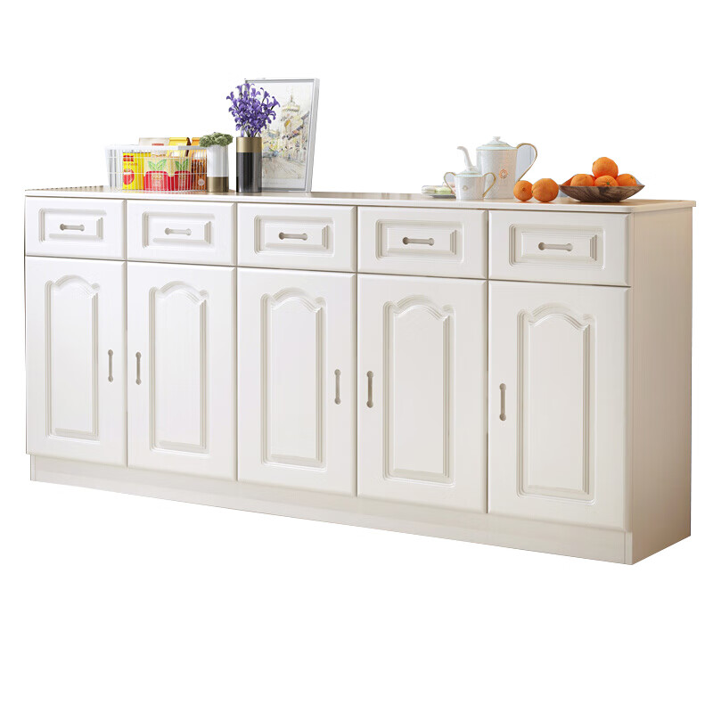 泓水实木松木餐边柜现代简约酒柜子碗柜储物柜茶水柜客厅餐厅收纳柜子 胡桃色160*40*70