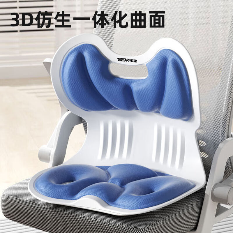 通用英尔健中小学生护腰坐垫驼背坐姿器腰靠垫器力量训练器械 烟波蓝【人体工学护腰脊椎】久坐不累 儿童款【姿态】动态环绕支撑