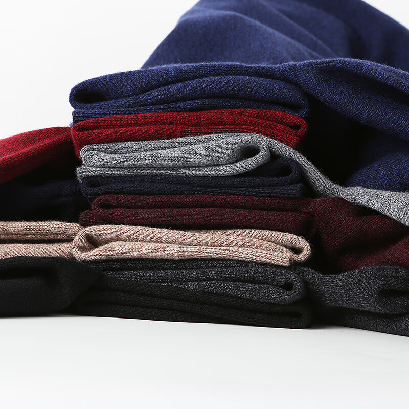 恒源祥加厚纯羊毛衫男打底衫圆领保暖毛衣秋冬季爸爸装针织衫内搭上衣 米白 3XL /190/104A