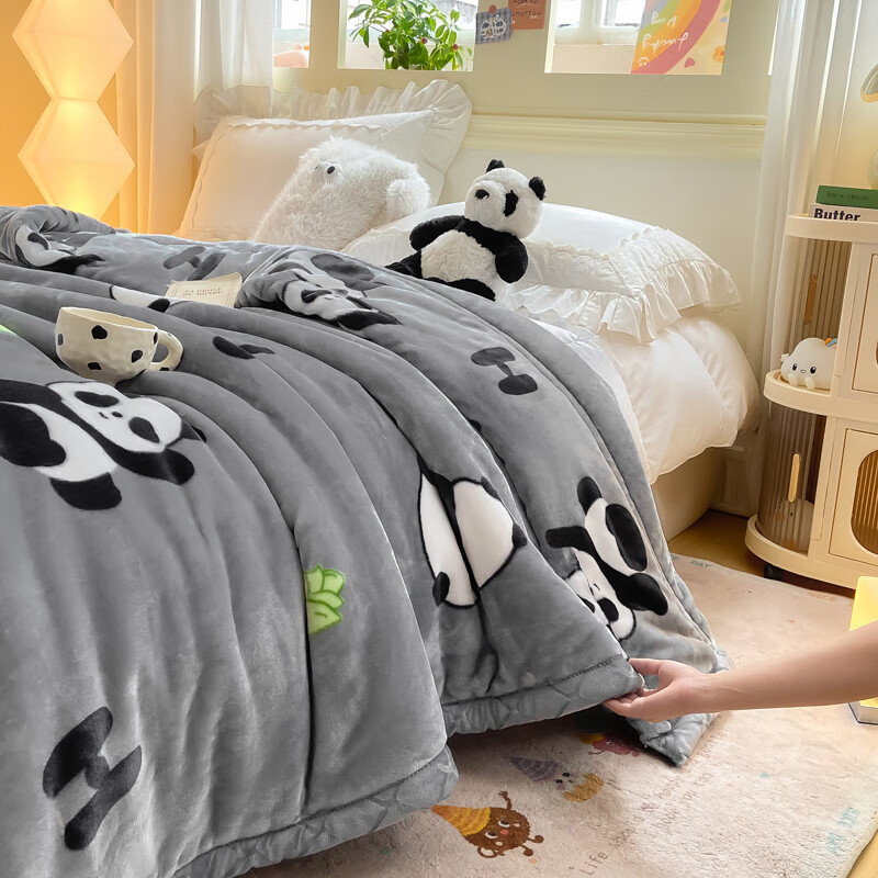 雅鹿毛毯被子1.5米x2米被子冬季毛毯冬天加厚加绒单人被毯子冬被6-8斤 小熊猫【3秒速暖 不压身不掉毛不静电】 150*200cm-4斤