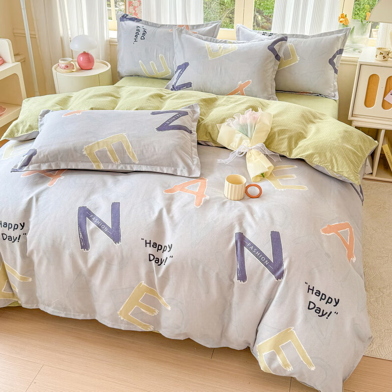 多兰诗（Duolanshi）磨毛四件套 春秋加厚保暖小清新宿舍卡通家用斜纹四件套 欧若拉 1.2米 床单款 被套150*200 三件套