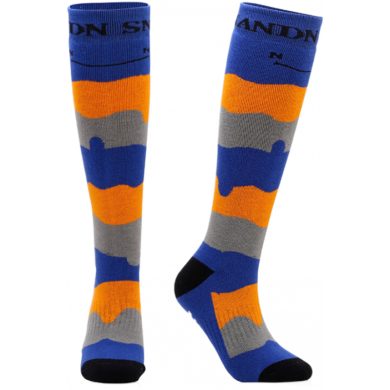 南恩男女款滑雪襪加厚毛線襪冬季戶外運動毛巾長襪襪子 藍條